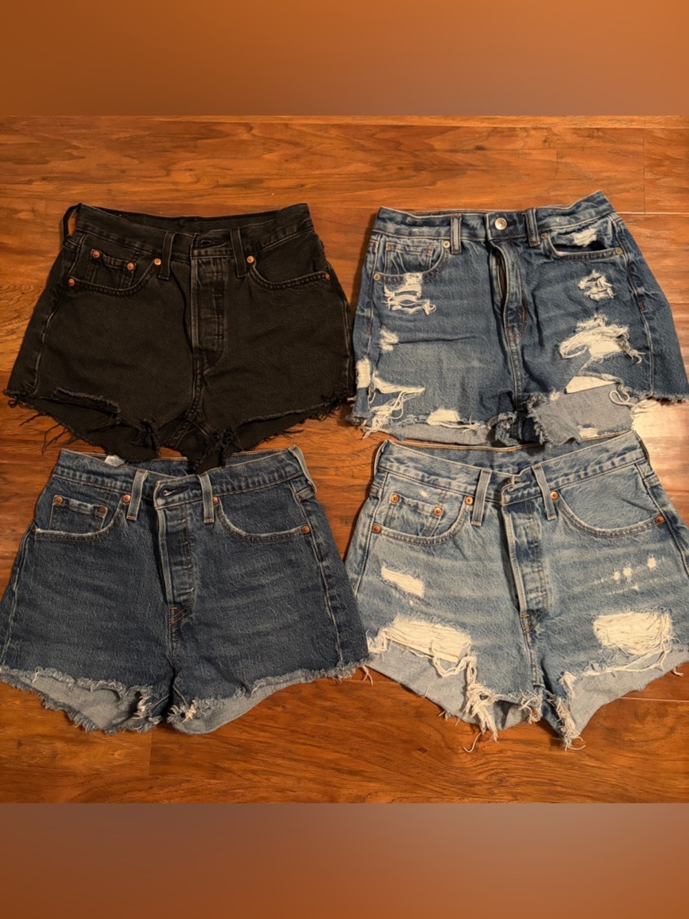 Levi's Women's Distressed Jean Shorts Set - Black & Blue Washes